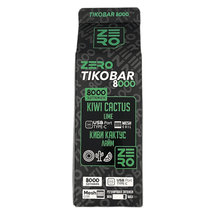 TIKOBAR Zero - Киви Кактус Лайм (Kiwi Cactus Lime, 8000 затяжек, без никотина) купить в Казани