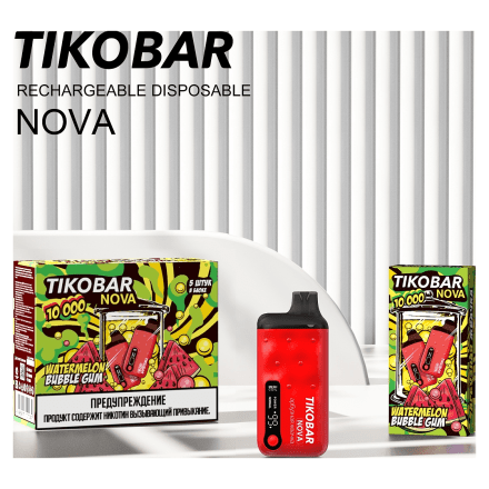 TIKOBAR Nova - Арбузная Жвачка (Watermelon Bubble Gum, 10000 затяжек) купить в Казани